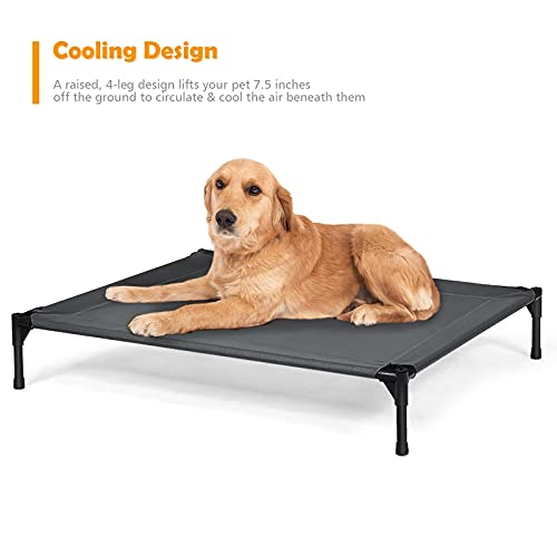 Giantex Elevated Dog Bed with Canopy, Portable Indoor Outdoor Pet Cot