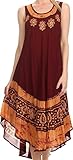 Sakkas A900 Batik Flower Caftan Tank Dress / Cover Up - Chocolarte Gold - One Size