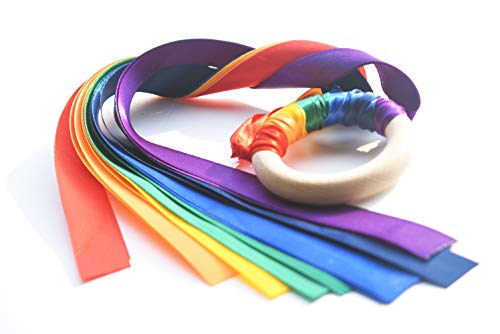 image for Kingsnow Rainbow Hand Ribbon Kite Montessori Sensory Toys Waldorf Toys