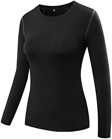 HuaTu Women Performance Compression Base Layer Long Sleeve Crew Neck Tops Tee T Shirts