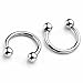 Jovivi 2pcs 16G Stainless Steel Horseshoe Bar Nose Ring Septum Circular Barbell Tragus Earrings 5/16