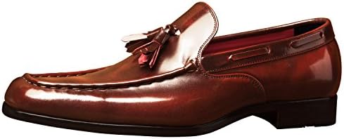 iTailor Men's Handmade Shoes : Brown Burnished Tassel LoafersUS 10