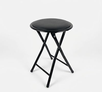 SuperGift.com Black Round Compact Padded Folding Stool Chair