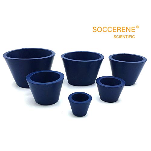 Soccerene Filter Adapter Cones Set, Buchner Funnel Flask Adapter Set, Tapered Collar Blue, Pack of 6