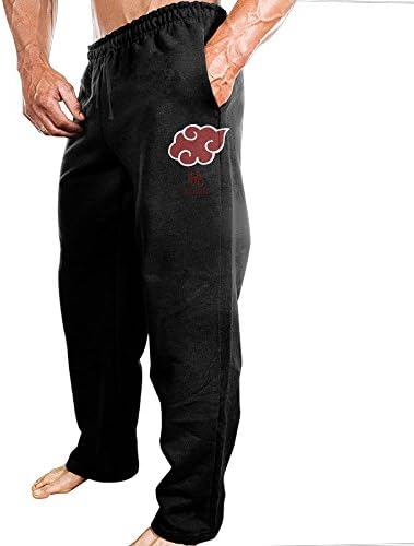 TONGY Men's Japanese Comic Naruto Shippuden Akatsuki Organization Comfortable Hiking Vintage Sweatpants Leisure Wear Size 3X Black