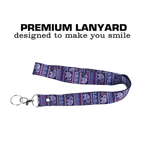 Lanyard, Lizimandu Keychain Holder Flat Lanyards with Swivel Hook Attachment (1-Purple Elephant)