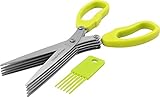 Herb Scissors - 5 Extremely Sharp Stainless Steel Blades - Multipurpose Use Kitchen & Garden Herbs Shear - With Cleaning Comb And Anti-Slip Handle - by Utopia Kitchen