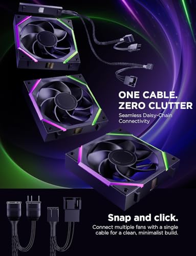 AsiaHorse Nyota Pro 120mm Case Fan, PC Fan 120mm Daisy Chain, ARGB PWM 2000RPM Quiet, High Airflow Case Fan, Standard Fan Blade