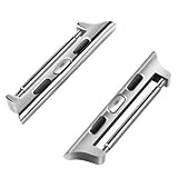 Vinkor Stainless Steel Adapter for Apple Watch 42mm Band Connector, Apple Watch Clasp, No Screws or Screwdriver Needed and Super Easy to Install and Remove-Fit for any 24mm straps- 42mm Silver