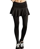 UDIY Skirted Leggings - Women's Running Skirts Casual Gym Tennis Skort with Leggings