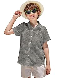 COOFANDY Toddler Boys White Button Down Shirt Kids