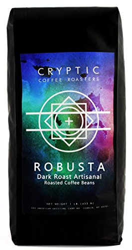 Robusta Dark Roast Coffee, High Caffeine Single Origin Micro Roasted Whole Bean Robusta Coffee- (1 Pound Bag)