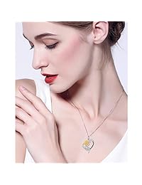 Sterling Silver You Are My Sunshine Sunflower CZ Heart Pendant Necklace 18" for Girls Women
