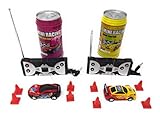 Mini RC Remote Control Car - 2 Pcs Racing Game Set - Smallest Toy Race Cars for Kids Wireless Controlled - Small Miniature Micro Toys Fast Action Racers Vehicles in Soda Can - Styles Colors Will Vary