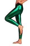 Christmas Shiny Leggings Ninth Length Metallic Skinny Pants Leather Tights