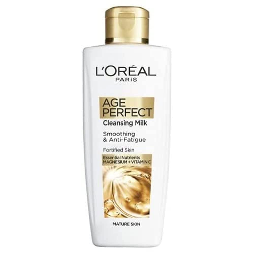 L'Oreal Paris Age Perfect Smoothing & Anti Fatigue Vitamin C Cleansing Milk, Looks Clearer and Feels Smoother with a Lasting Sensation of Freshness & Comfort, 200 ml