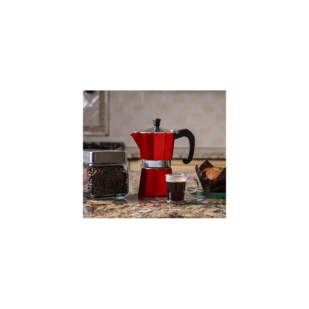 Bellemain Stovetop Espresso Maker Moka Pot (Red, 6 Cup) Bellemain