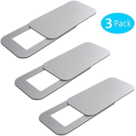 WeThinkeer T10 Laptop Camera Cover [3 Pack], 0.03 inches Super Slim Slide Webcam Cover for Computer, iMac, Macbook Pro, Cell Phone, Web Cam Security Cover Protect Your Privacy, Camera Blocker - Silver