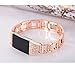 For Fitbit Charge 2, bayite Replacement Metal Bracelet Adjustable Fitbit charge 2 Bands Rose Gold with Rhinestone