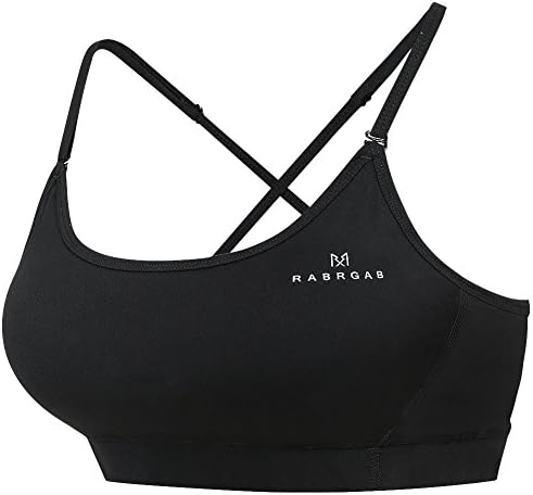 Rabrgab Women's Sports Bras Adjustable Strap and Removable Padded Crossback Yoga Bra,Large