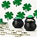 St. Patrick's Day Decorations 200 Lucky Shamrock Leprechaun Coins with 2 Felt Cauldron Pots with Handle for St Patricks Day Accessories Saint Patricks Pot of Gold Party Supplies