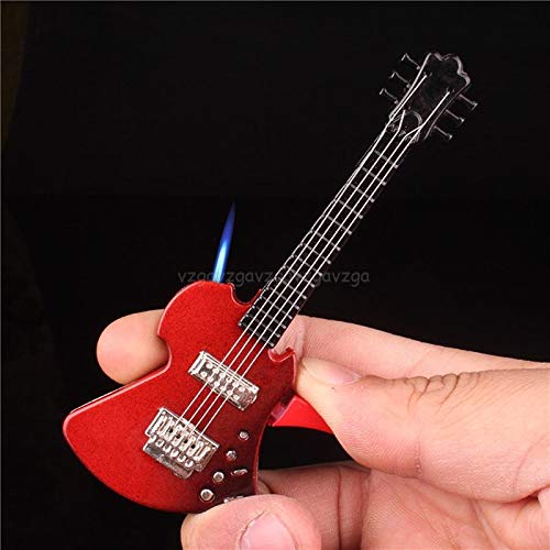 Cigaret - Mini Creative Butane Lighter Cute Guitar Model Windproof Fire Starter Keychain Ring Collection - Mouth Mazda Disposer Smokeless Windproof Shape Camp Adapter Ring Splitter Charger R - Thumbnail 6