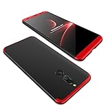 Case for Huawei Mate 10 Lite, MAOOY Full Body Protection 360 Degree Hard PC Plastic Armor Back Cover Ultra Slim Thin Anti-Scratch Resistant Protective Shell for Huawei Mate 10 Lite, Red and Black