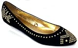 Shoes 18 Womens Micro Suede Studded Almond Toe & Heel Cap W/Metal Heat Seals Ballerina Ballet Flats Shoes