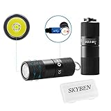 OLIGHT I1R EOS 130 Lumen Philips LUXEON TX LED Tiny Rechargeable Led Keychain Light Two Modes Twist Switch Mini Compact Flashlight with Built-in Rechargeable Battery and SKYBEN Battery Case