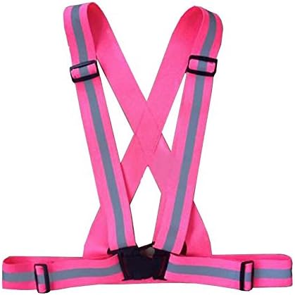 KingFire Security Safety Reflective Vest Belt Stripe for High Visibility All Day and Night with Emergency Identification Label, Night Working, Running, Jogging, Biking (Pink)