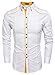 Coofandy Men's Button Down Dress Shirts Casual Slim Fit Shirts, White, L