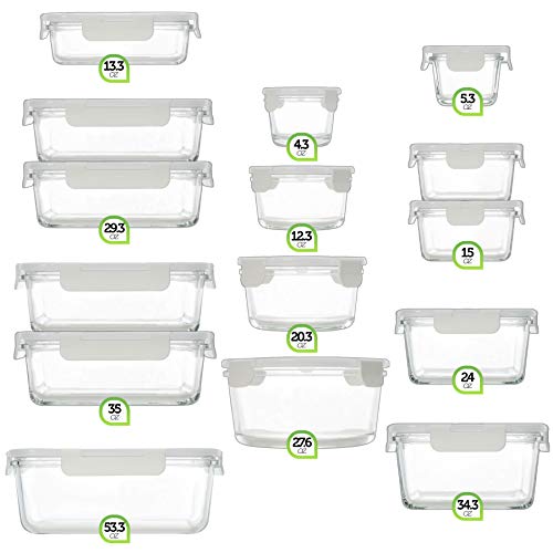 Glass Food Storage Containers with Lids - Glass Meal Prep Containers Glass Containers For Food Storage with Lids 30 Pcs. Glass Storage Containers with Lids Glass Food Containers Glass Lunch Containers
