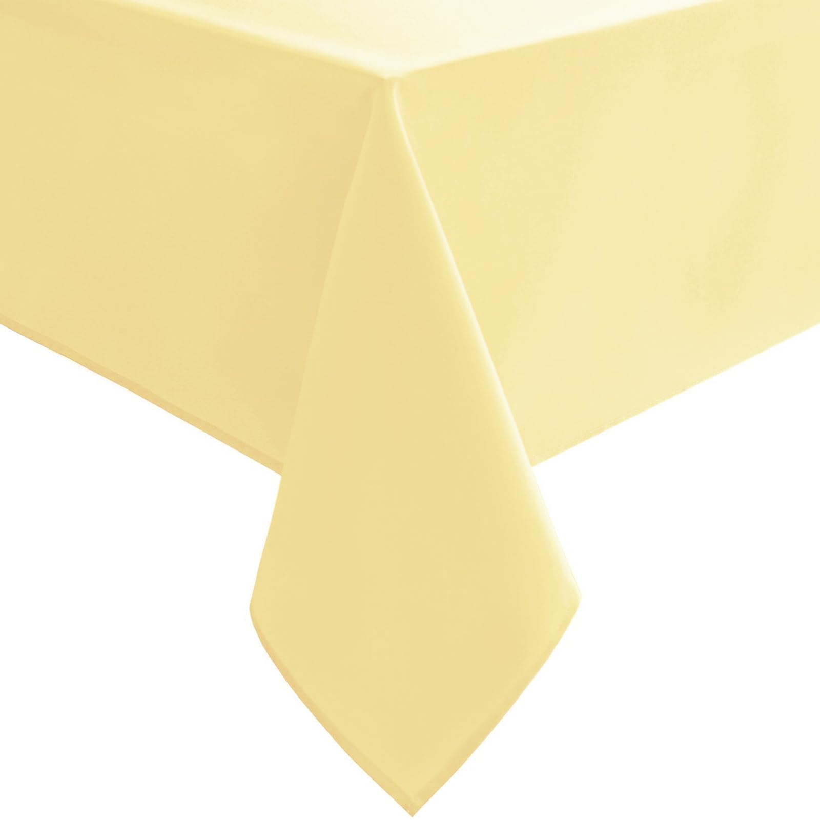 Photo 1 of Hiasan Light Yellow Tablecloth for Rectangle Tables - Waterproof and Spillproof Washable Fabric Table Cloth for Dining Room Kitchen Party, 60 x 120 Inch