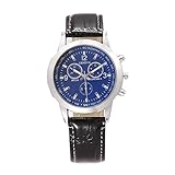 Opino New Men Fashion Synthetic Leather Band Crystal Analog Quartz Wrist Watch Bracelet Bangle