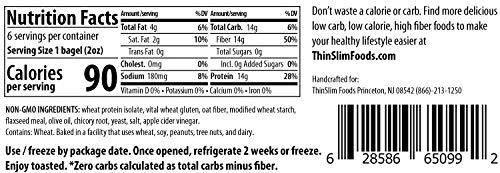 ThinSlim Foods 90 Calorie, 0g Net Carb, Love The Taste Low Carb Plain Bagels