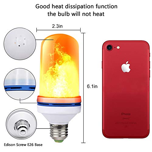 LED Flame Bulb, 4 Modes LED Flame Effect Fire Light Bulb with Upside
