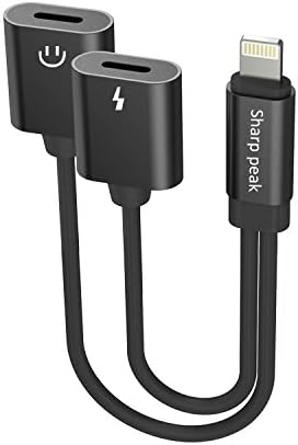 Iphone7ios10.3 lightning audio and charger, two iphone lightning port compatible headphone control(black)