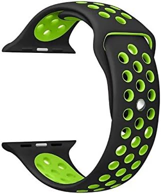 Apple Watch Band,FEDRIC iWatch Strap band Sport Style Replacement Wrist Watch Soft Silicone Sport Replacement Strap for iwatch Black/Green 38mm