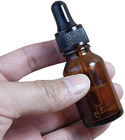 4PCS 15ml (1/2 oz) Empty Refillable Amber Glass Droppers Essential Oil Bottles Aromatherapy Cosmetics Elite Fluid Container Jar Pot Holder with Glass Eye Dropper and Black Caps - Image 3