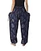 Lannaclothesdesign Women's Smocked Circle Printed Hippie Boho Pants (M, Dark Blue)