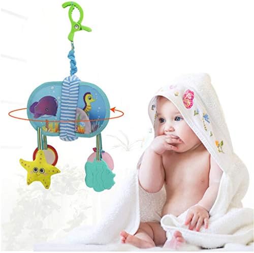 Bescita Cartoon Baby Crib Bed Bell Baby Toys Cot Toys & Attachments Small Animal Hanging Appease Toy Baby Calm Animal Rattles (Blue)