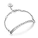 Annamate Inspirational Quote Bar Bracelet Engraved Message Bracelets, Cuff Bracelets, Women Jewelry (Live The Life Your Love - Silver)