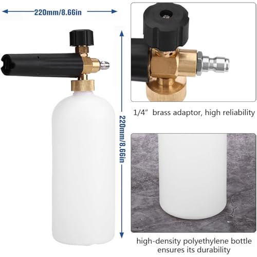Boquillas de Espuma para Hidrolimpiadoras,Compatible Karcher SerieK(K2-K7) con Conector Rápido de 1/4"，750ML Boquilla Ajustable para Detallado de Autos, Limpieza de Casas y Jardines