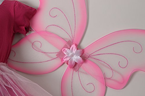 Girls Pink / Ballerina Fairy Princess Birthday Tutu Gift Set: Leotard, Tutu & Wings Size 3-5 Years