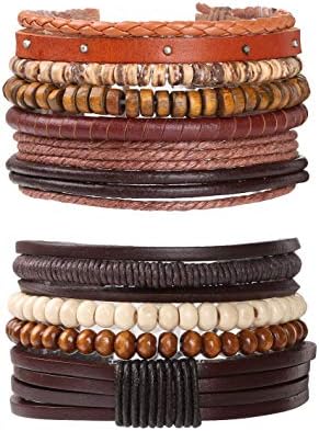 BoomYou Mens Womens Natural Wood Beads Necklace Chain Bracelet Meditation Link Wrist Mala Elastic Prayer Beads