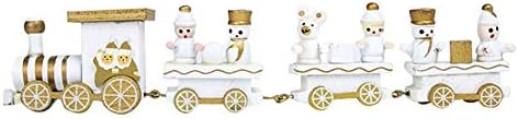VENMO 4 Pcs Christmas Wooden Train Ornaments Xmas Small Train Toys Decoration Children Gift (White)