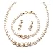 USABride Jewelry Set Simulated Pearl & Gold Plated Rhinestones Necklace Bracelet & Earrings 549-G