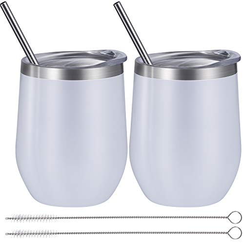 BBTO 2 Sets 12 oz Stainless Steel Stemless Wine Glass