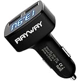 Car Charger, Rayway 4in1 Quick Charge, USB 3.1A Cigarette Lighter Voltage Volt Voltmeter Monitor, Over Current Protection and Display Voltage Amps & Temperature (Fahrenheit)