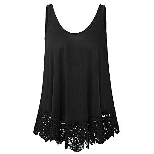 image for WEUIE Womens Tops Hot Sale Womens Lace Casual Sleeveless Blouse Hollow